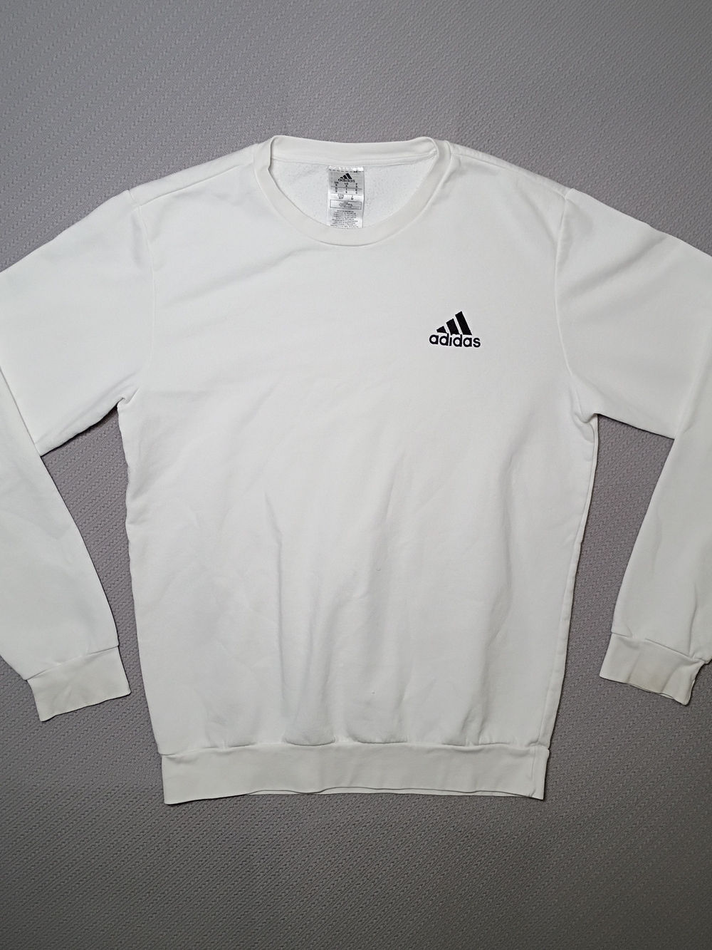 Adidas Essentials Mens Feelcozy Fleece Sweatshirt Small White Crew H12220